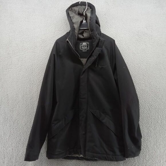 Nike Jacket Mens Large Black Full Zip Storm‎ Fit Windrunner Streetwear 614651* - Picture 1 of 10